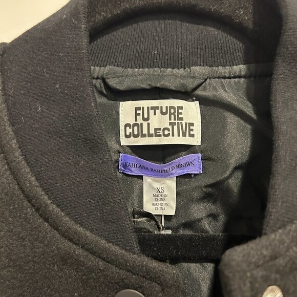 Future Collective Kahlana Barfield Brown Black Bomber Jacket Women’s Size XS - Picture 6 of 13